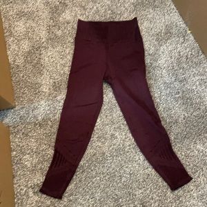 Athleta burgandy/wine ankle leggings with detail
